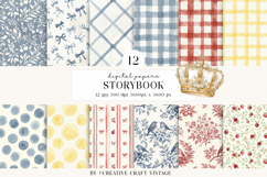 Storybook Princess Digital Papers, watercolor illustrations Product Image 2