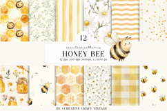 Honey Bee Seamless Pattern, digital paper watercolor vintage Product Image 2