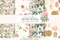 Blush Roses Seamless Patterns, floral vintage scrapbooking Product Image 1