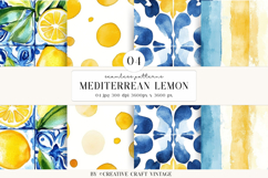 Mediterranean Lemon Seamless Patterns Watercolor Papers Product Image 1