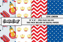 Love London Digital Papers, london backgrounds illustrations Product Image 1