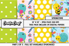 Springtime Digital Papers, spring backgrounds illustrations Product Image 1