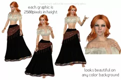 Bohemian Woman with Copper Hair 3D Poser .PNG Graphics Product Image 2