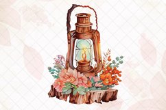 Copper Vintage Oil Lantern Watercolor Sublimation Clipart Product Image 2