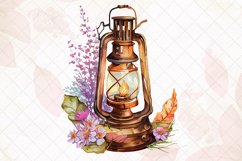 Copper Vintage Oil Lantern Watercolor Sublimation Clipart Product Image 6