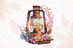 Copper Vintage Oil Lantern Watercolor Sublimation Clipart Product Image 5