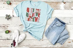 Retro Groovy Believe Merry Christmas PNG Product Image 2