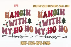Hangin with my ho ho Homies Design SVG Retro Vintage Product Image 3