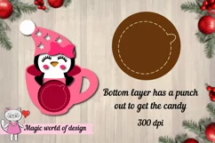 3d Christmas Candy Dome Penguin in a glass svg, Layered Pape Product Image 3