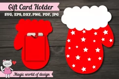 Christmas gift card holder SVG Design Santa Claus mitten Product Image 2