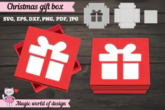 Christmas Gift Box SVG, Christmas Square Treat Box Product Image 2