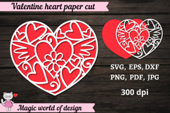 Valentine's Day Papercut Card SVG, Valentine's Hearts Card Product Image 1