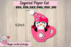 Christmas Penguin in glass svg Layered Paper Cut design Product Image 2