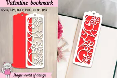 Heart and flowers Bookmarks Template svg ,paper cut svg, Product Image 2