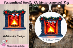 Xmas Fireplace PNG Personalized Family 2 Stockings Product Image 1