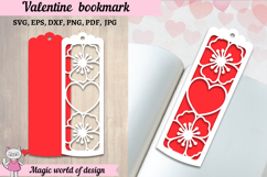 Heart and flowers Bookmarks Template svg ,paper cut svg, Product Image 1