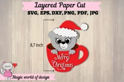 3d Christmas Bear in a glass svg, Layered Paper Product Image 3