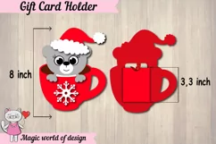 Christmas bear in a glass gift card holder SVG Design Product Image 3