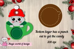 3d Christmas Candy Dome cat in a glass svg, Layered Pape Product Image 3