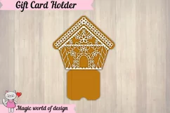 Gingerbread house gift card holder SVG paper cut Product Image 2
