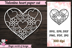 Heart Valentine, Paper Cut Template svg Product Image 1
