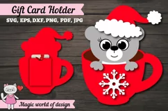 Christmas bear in a glass gift card holder SVG Design Product Image 2