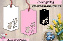 Happy easter gift tag, Easter Bunny svg, papercut template Product Image 1