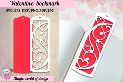 Two Layered Bookmarks with Hearts SVG, Papercut Template Product Image 1