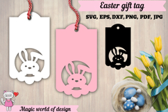 Happy easter gift tag, Easter Bunny svg, papercut template Product Image 1