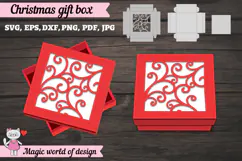 Christmas Gift Box SVG, Christmas Square Treat Box Product Image 3