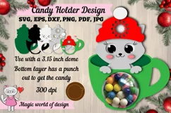 3d Christmas Candy Dome cat in a glass svg, Layered Pape Product Image 1