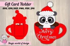 Christmas Panda gift card holder SVG, paper cut layered Product Image 1