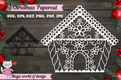 Gingerbread house cookies svg, Layered Paper cut Product Image 1