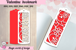 Heart and flowers Bookmarks Template svg ,paper cut svg, Product Image 1