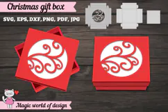 Christmas Gift Box SVG, Christmas Square Treat Box Product Image 3