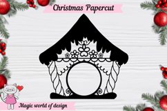 Christmas gingerbread house photo frame svg, Paper cut Product Image 2