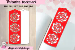 Roses Bookmarks with Hearts SVG - Love Bookmark Papercut Product Image 1