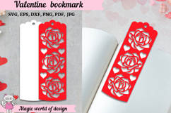 Roses Bookmarks with Hearts SVG - Love Bookmark Papercut Product Image 2