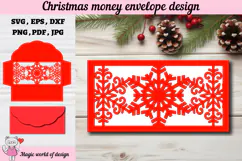 Christmas Snowflakes Money Envelope svg, Papercut Gift Card Product Image 1