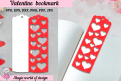 Valentine bookmark svg, layered papercut designs svg Product Image 1