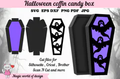 Halloween Coffin Box SVG Template, Spooky Paper Gift box Product Image 1