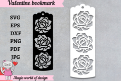 Roses Bookmarks with Hearts SVG - Love Bookmark Papercut Product Image 1