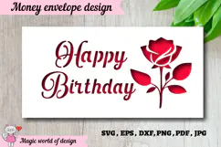 Floral Birthday Money Envelope svg, Papercut Gift Product Image 1