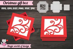 Christmas Gift Box SVG, Christmas Square Treat Box Product Image 3