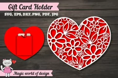 Valentine gift card holder SVG Design paper cut Product Image 1