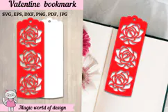 Roses Bookmarks with Hearts SVG - Love Bookmark Papercut Product Image 2