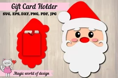 Christmas santa claus, present gift card holder SVG Design Product Image 1