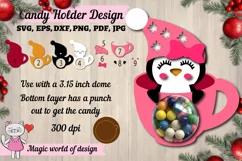 3d Christmas Candy Dome Penguin in a glass svg, Layered Pape Product Image 1