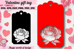 St. Valentine's day gift tag svg, papercut Rose svg Product Image 1