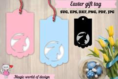 Happy easter gift tag, Easter Bunny svg, papercut template Product Image 1